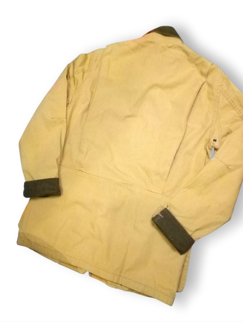 J. CREW Vintage Barn Jacket | Tan w/Brown Trim Plaid Lining Men's XS /Unisex S/M - Picture 7 of 15